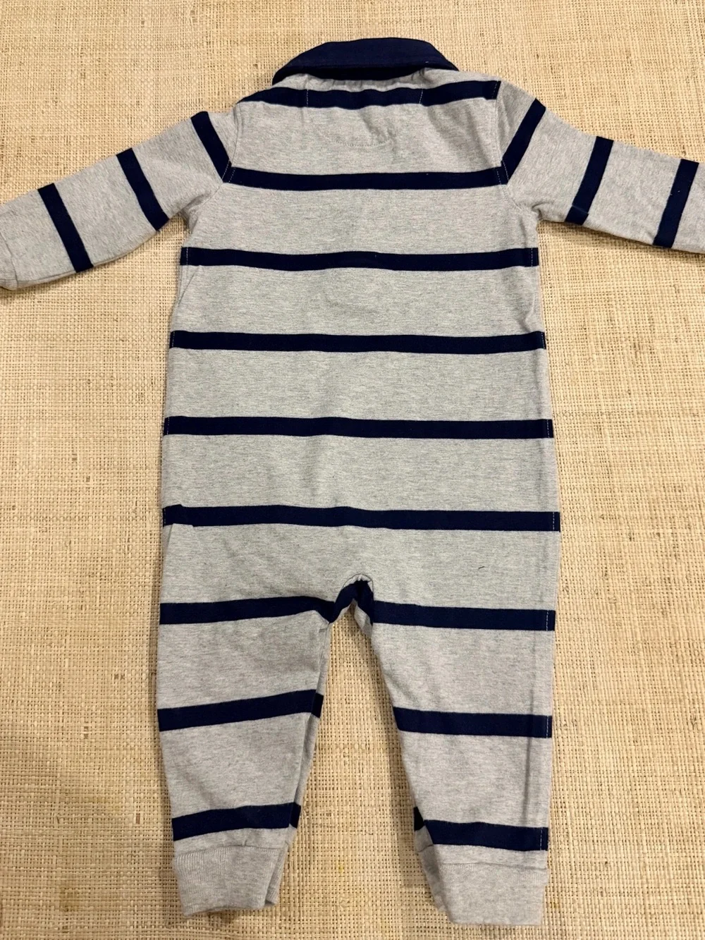 Ralph Lauren Gray & Navy Striped Long-Sleeve Footie